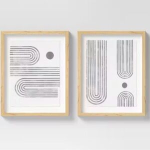 NWT Threshold 16" x 20" Curve Lines Framed Under Glass Black